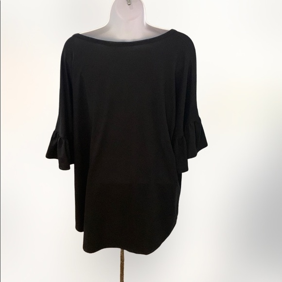 Reborn J‎ the plus black button up tie bottom ruffle sleeve tshirt size 1XL - Picture 2 of 6